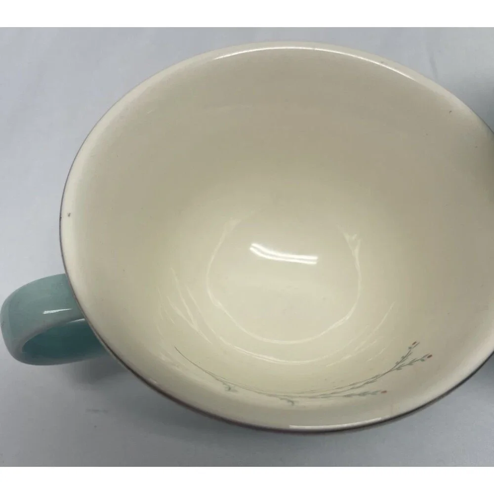 Vintage Taylor Smith Taylor Dandelion Blue Lace Sugar Bowl Lid w/ 2 Coffee Cups